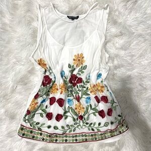 Unique Spectrum White Blouse with Floral Embroidery